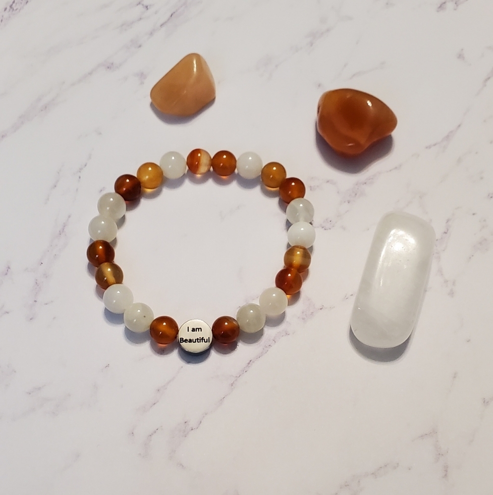 Handmade I Am Beautiful Affirmation Cystal Bracelet